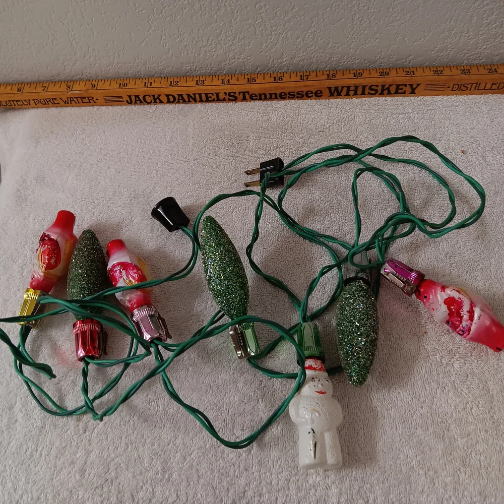 Festive Christmas String Lights with Green and Red Bulbs
